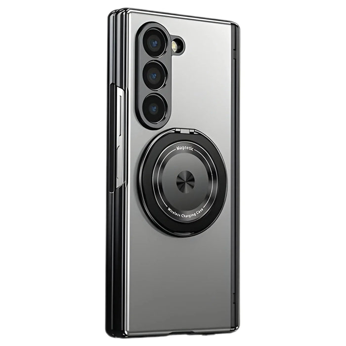 Axon M2 MagSafe magnetic case for Samsung Galaxy Z Fold with frosted semi-transparent back 360° ring kickstand and full hinge coverage