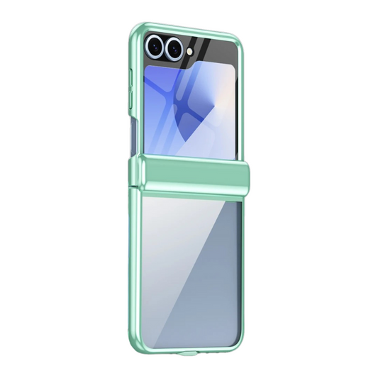 Luxury Plating Hinge Transparent Phone Case For Samsung Galaxy Z Flip Series