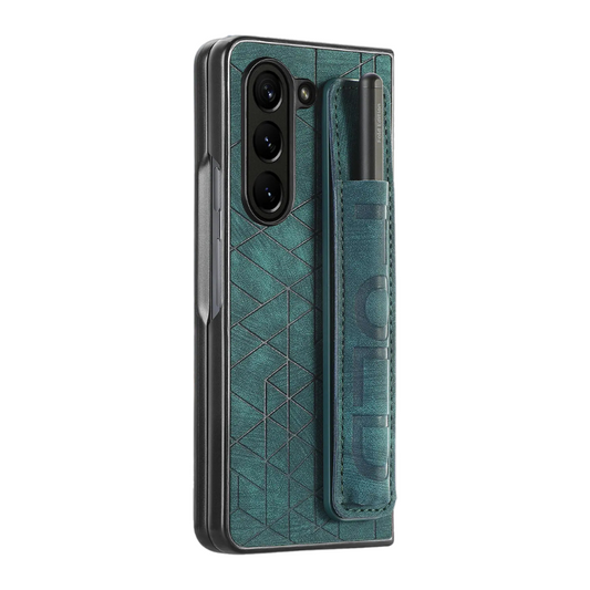 Stretchable Wrist Pen Slot Leather Case For Samsung Galaxy Z Fold Series