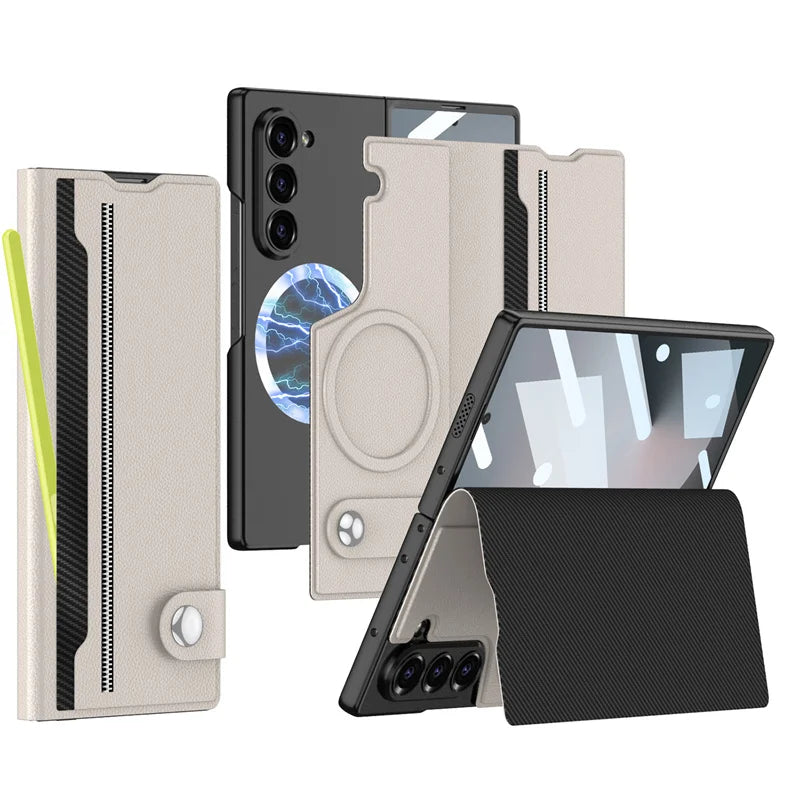 Leather Magnetic Card Slot Phone Case For Samsung Galaxy Z Fold 6