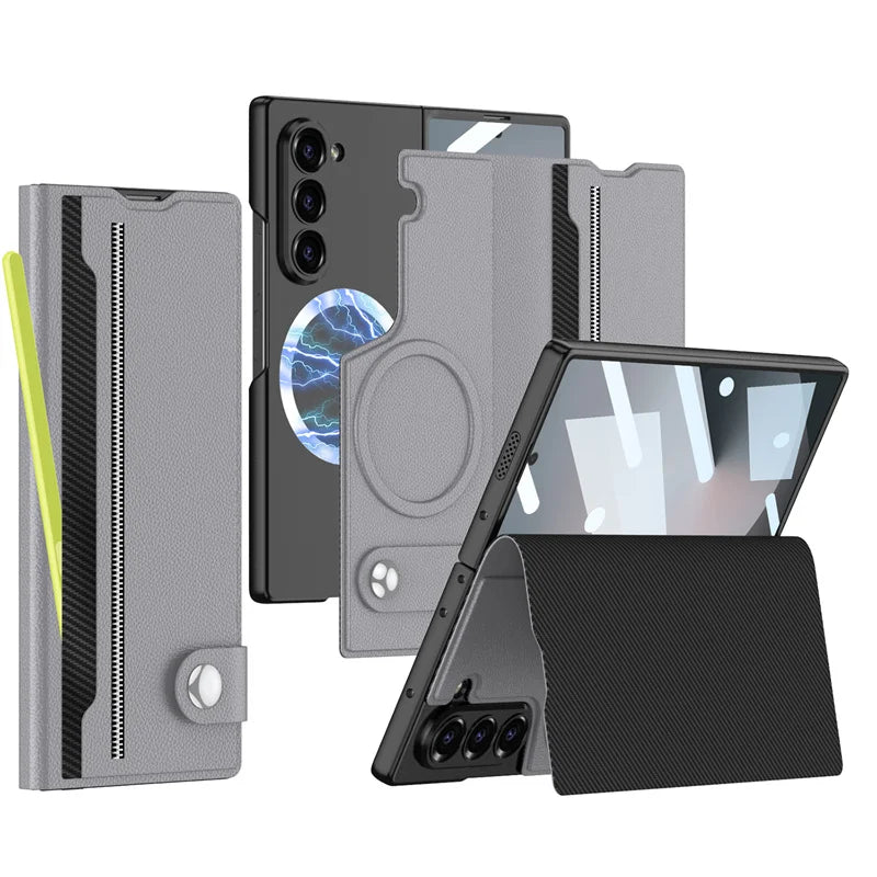 Leather Magnetic Card Slot Phone Case For Samsung Galaxy Z Fold 6