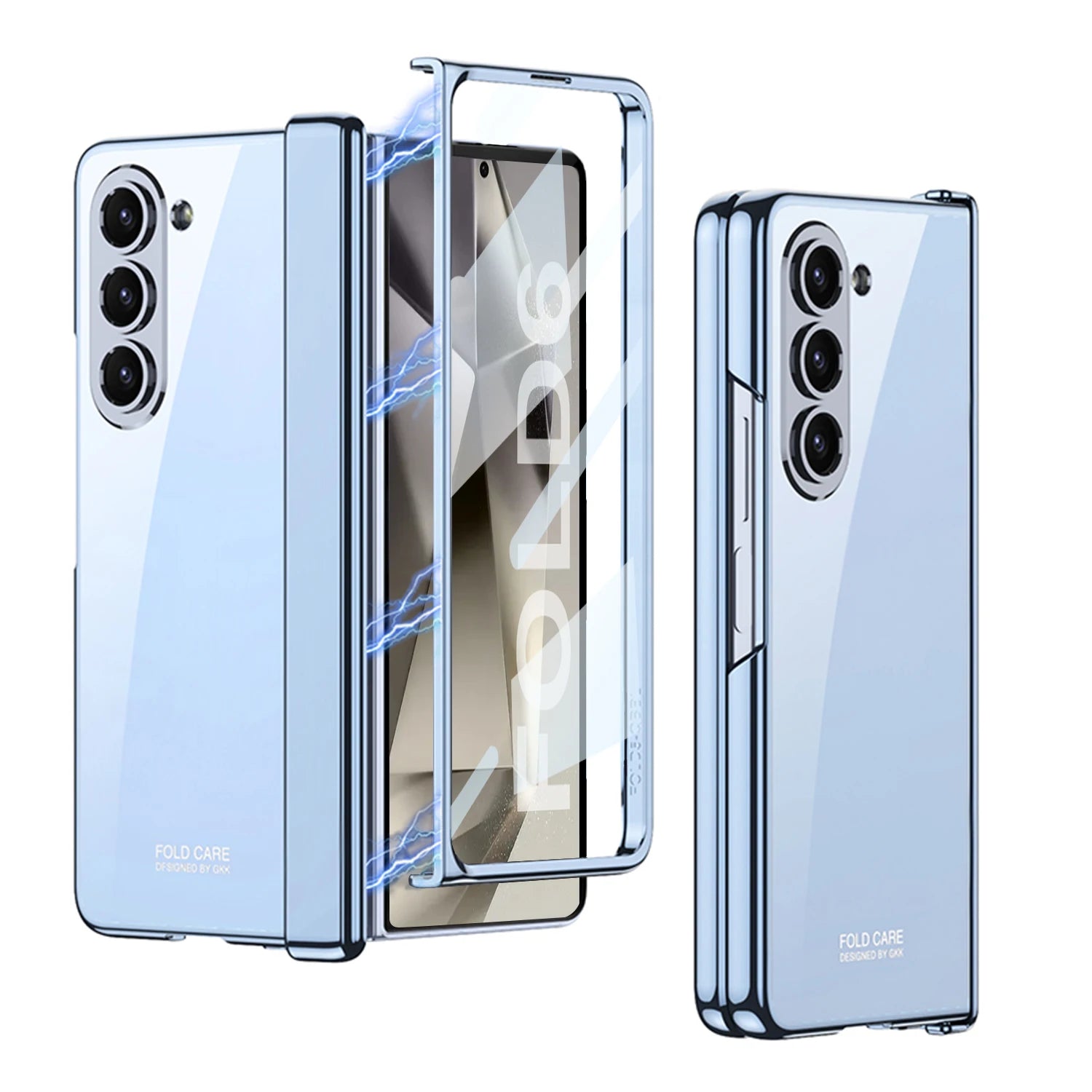 Electroplating Transparent Hinge Protection Case For Samsung Galaxy Z Fold 6