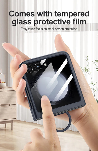 Luxury Matte Skin Feel Ring Phone Case For Samsung Galaxy  Z Flip Series