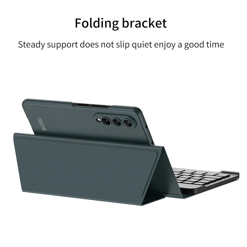 Leather Fold Stand Keyboard For Samsung Galaxy Z Fold Series