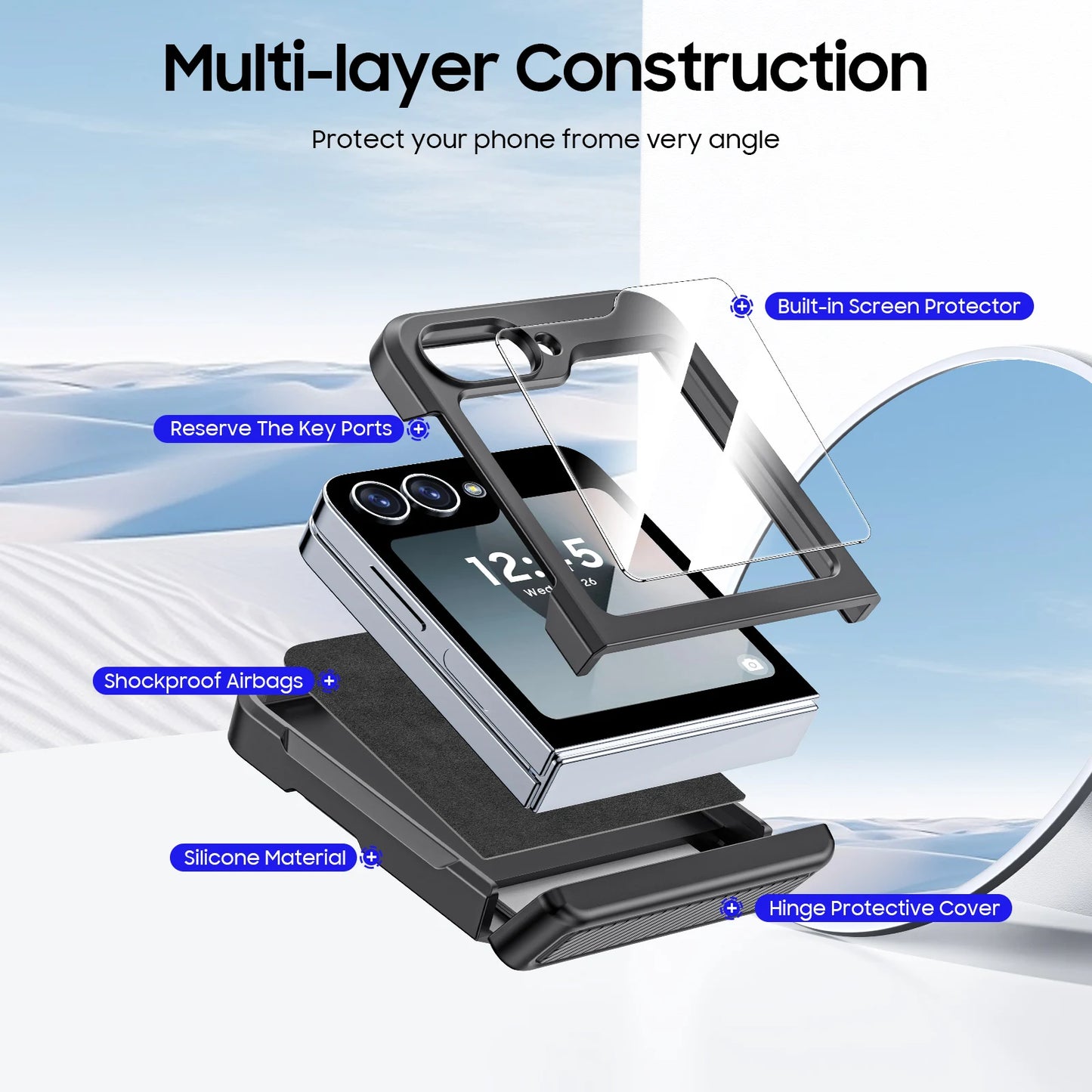 Built-In Screen Protector Shockproof Case For Samsung Galaxy Z Flip 6